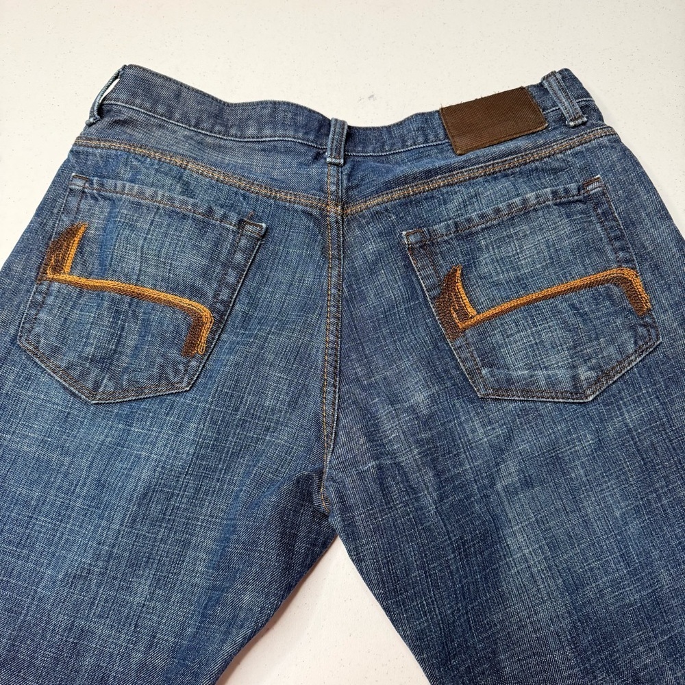 Perry Ellis Premium Denim Button Fly Jeans Mens 33x30 Blue Indigo Straight - Picture 8 of 14